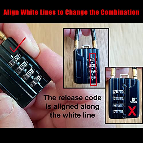 RESET-200 4-Digit Combination Cable Lock, 19.7 in/50cm, 2 Pack | 19.7 in/50cm cable for wider latch spacing, bags, storage boxes, and small gear; light-duty use only. 2 locks included. - size: 50cm(20 inch)Cable