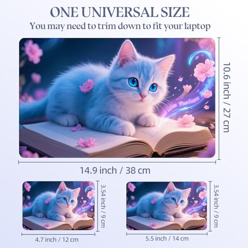 Universal Laptop Skin Sticker Decal,15.6 Inch Laptop Vinyl Cover for 13" 14" 15.6" Laptop,Scratch-Resistant Waterproof Protector Wrap,Reusable with Wrist Pads,Magical Blue Cat - color: Magical Blue Cat