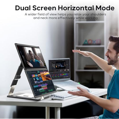 Laptop Screen Extender, 15.6'' 1080P FHD Laptop Monitor Extender with 235°Rotation Detachable Dual Monitor, Plug & Play, Triple Screen for 13"-17.3" Laptops Compatible with Mac/Wins/Android/Dex - color: Charcoal Gray