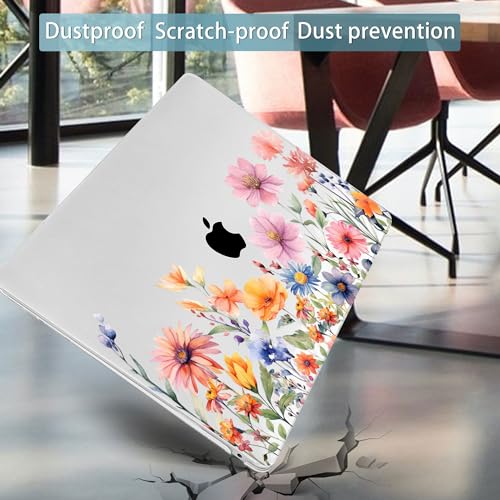Mektron for MacBook Air 13 inch Case 2021-2018 Release A2337 M1 A2179 A1932, Plastic Hard Shell Case Only Compatible with MacBook Air 13 inch Retina Fits Touch ID, Floral P165 - color: Floral P165