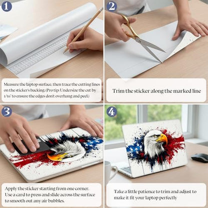 Universal Laptop Skin Sticker Decal,15.6 Inch Laptop Vinyl Cover for 13" 14" 15.6" Laptop,Waterproof Scratch-Resistant Protector Wrap,Reusable with Wrist Pads,American Eagle Flag Splash - color: American Eagle Flag Splash