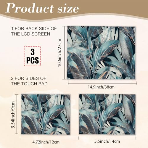 PLIGREAT 15 Inches Tropical Leaves Laptop Decal Sticker Skin Cover, 3D Leaves Pattern Laptop Skin Stickers Fits 12" to 15" Laptops Universal Waterproof Removable Notebook Art Protector, Blue Grey - color: Blue Grey