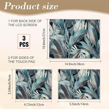 PLIGREAT 15 Inches Tropical Leaves Laptop Decal Sticker Skin Cover, 3D Leaves Pattern Laptop Skin Stickers Fits 12" to 15" Laptops Universal Waterproof Removable Notebook Art Protector, Blue Grey - color: Blue Grey