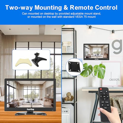 13.3 inch FHD Small IPS Monitor LCD Display Screen 1920x1080 60Hz 16:9 with BNC VGA AV Input Built-in Lounspeakers for CCTV Security Camera DVR PC RasPi - color: 13.3 Inch 1920x1080