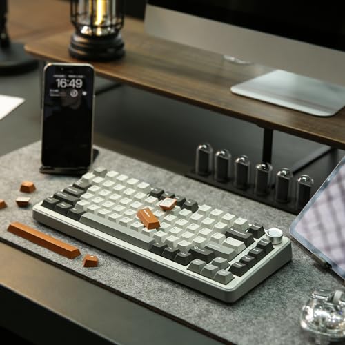 YUNZII B75 PRO Wireless Mechanical Gaming Keyboard | Custom 75% Layout with Knob,Gasket Mount,Hot Swap,Creamy Pre-lubed Switch,BT/USB-C/2.4G(Milk Switch,Grey) - color: Grey, size: Milk Switch