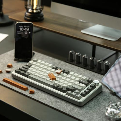 YUNZII B75 PRO Wireless Mechanical Gaming Keyboard | Custom 75% Layout with Knob,Gasket Mount,Hot Swap,Creamy Pre-lubed Switch,BT/USB-C/2.4G(Milk Switch,Grey) - color: Grey, size: Milk Switch