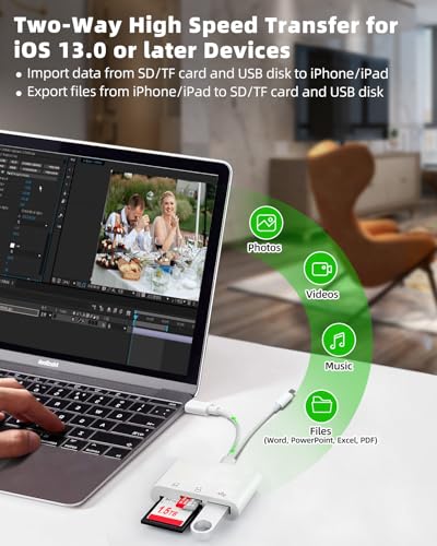 PIYILO SD Card Read for iPhone, USB C Micro SD Card Adapter, Memory Card Reader for Digital Camera, TF Card Trail Camera Viewer, Compatible with iPhone16, MacBook, Laptop, PC, Android