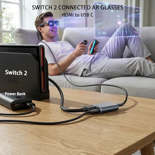 HDMI to USB-C AR Glasses Adapter, 4K 60Hz, for HDMI Source Devices | Fits XREAL One/Viture/RayNeo Air/Rokid AR Glasses and USB C Portable Monitor Connecting Switch 2, PS4/5, Xbox, Laptops(HDMI)