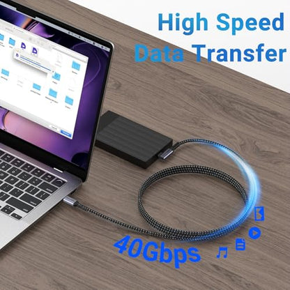 Long USB C to USB C Cable 6.6FT 2 Packs, 240W USB 4 Right Angle | High Speed 40Gbps Data, 8K 60Hz, 5K 60Hz, 4K 144Hz Video Monitor, Compatible for Thunderbolt 4, iPhone 16, iPhone 15 Pro Max - size: 240w - 6ft, 6ft