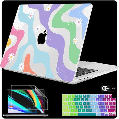 Mektron Case for M5 MacBook Pro 14 inch 2026 Model A3427 A3426 Fit 2025-2021 Model A3434 A3112 M4 A3112 A3401 A3185 M3 A2918 A2992 M2 A2779 M1 A2442 Cover, Colorful Wave - color: Colorful Wave