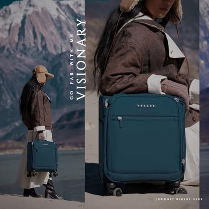 Verage Underseat Carry On Luggage with Wheels, 14.5-Inch Spinner Small Suitcase, Softside Lightweight Travel Bag for Men and Women, Airplane Carry On Bag, Nautical Blue - color: Retro blue, size: Basic Underseat