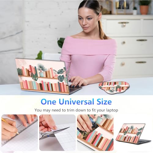 Laptop Skin Sticker Decal 15-15.6 Inch with Cute Mouse Pad, Universal Reusable Vinyl Sticker for 12.1 13 13.3 14 15.4 Inch Netbook and Notebook PC, Bookcase Plants - color: Bookcase Plants