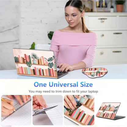 Laptop Skin Sticker Decal 15-15.6 Inch with Cute Mouse Pad, Universal Reusable Vinyl Sticker for 12.1 13 13.3 14 15.4 Inch Netbook and Notebook PC, Bookcase Plants - color: Bookcase Plants