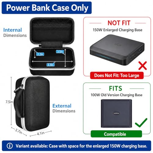 Power Bank Case Compatible with Anker Prime Power Bank 26250 (300w)/ 27650/ 25000/ 24000mAh(737) Power Banks, Storage Organizer for 100W Charging Base, Cable for Business Travel Outdoor Use (Box Only) - style: For Power Bank Only