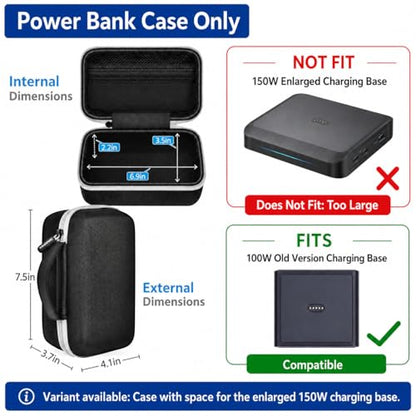 Laptop Power Bank Case for Anker 25000& Prime 27650，Black | Organizes the Power Bank, Small Cables and 100W Charging Base; Larger 150W Charging Base Does Not Fit, Case Only - color: black