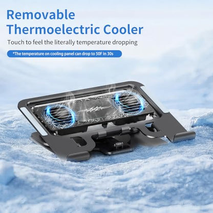 Laptop Cooling Pad with Detachable Fan & Cooler, 2-in-1 Laptop & Phone Stand, Adjustable Angle, 360° Rotatable Base, Carbon Steel, Ultra-Quiet & Super Sturdy for Laptop (Black) - color: Black