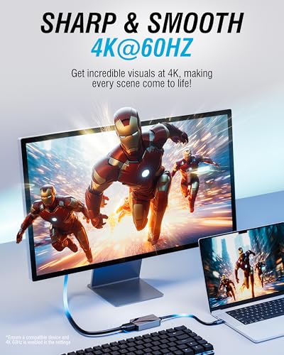 SABRENT, HDMI to USB C Adapter, USBC to HDMI Adapter 4K 60Hz, Thunderbolt Compatible for MacBook Pro/Air, iPhone 15/16, S23/24, Laptops, Tablets, Aluminum Design (DA-CH4K) - style: USB Type C to HDMI Adapter