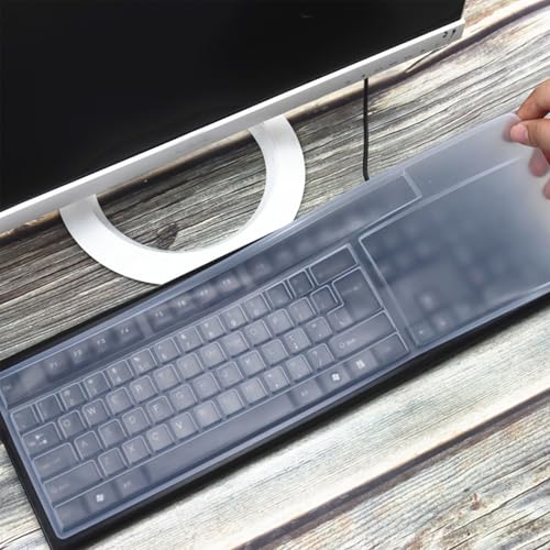 2 Pack Universal Keyboard Cover for Standard Size PC Computer Desktop Keyboards, Clear Waterproof Anti-Dust Silicone Keyboard Protector Cover Skin (Size: 17.52" x 5.51")