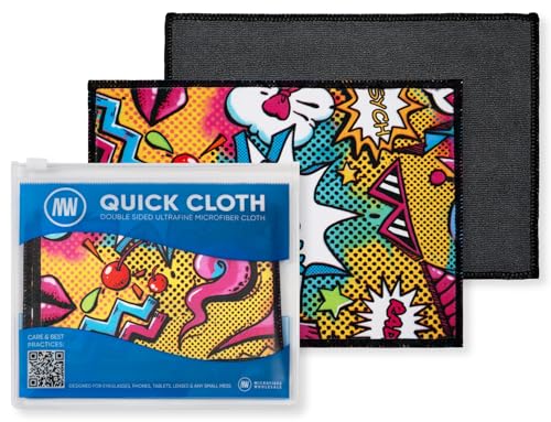 Microfiber Wholesale Quick Cloth Glasses Cleaning Cloths – 5x7 Popart | 2 Pack with Case | Double-Sided Lens Cleaner for Eyeglasses, Camera, Screens & Glass | Reusable Microfiber Glass Polishing - color: Popart, size: 5"x7"