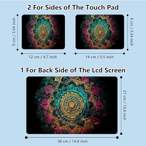 Universal Laptop Skin Sticker with 2 Wrist Pad Skins, Waterproof Scratch Resistant Vinyl Laptop Cover Decal, Cut to Fit for 11–15.6 Inch MacBook HP Dell Lenovo, Mandala - color: Mandalas