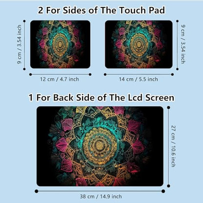 Universal Laptop Skin Sticker with 2 Wrist Pad Skins, Waterproof Scratch Resistant Vinyl Laptop Cover Decal, Cut to Fit for 11–15.6 Inch MacBook HP Dell Lenovo, Mandala - color: Mandalas
