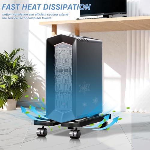 Pc Stand for Floor, Adjustable Computer Tower Stand for Carpet,Mobile CPU Stand with 4 Rolling Caster Wheels, PC Tower Stand Fits Most PC Under Desk-D-Black - color: D-Black