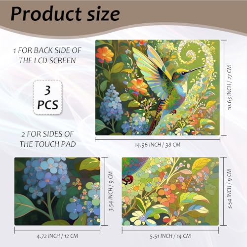Laptop Skin 12.1-15.6 inch Removable Universal Reusable Laptop Sticker Decal,Waterproof No Residue Vinyl Cover,Scratch-Resistant Cuttable Full Wrap Sticker for Notebook, Green Bird Hummingbird Floral - color: Green Bird Hummingbird Floral