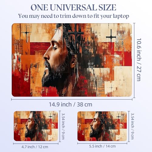 Universal Laptop Skin Sticker Decal,15.6 Inch Laptop Vinyl Cover for 13" 14" 15.6" Laptop,Scratch-Resistant Waterproof Protector Wrap,Reusable with Wrist Pads,Jesus and Cross Painting - color: Jesus and Cross Painting
