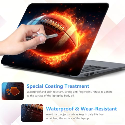 Laptop Skin Sticker Decal 15-15.6 Inch with Cute Mouse Pad, Universal Reusable Vinyl Sticker for 12.1 13 13.3 14 15.4 Inch Netbook and Notebook PC, Football Fire Art - color: Football Fire Art
