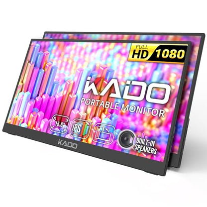 Kado 2-Pack 15.6" FHD Portable Monitor for Laptop 1080p Second Display IPS | 45W Reverse Charging HDMI USB-C, 1920x1080 Laptop Screen Extender, Kickstand for PC, Mac, Dex, Tablet, Xbox, PS4/PS5, Switch - size: 72% sRGB 2-Pack