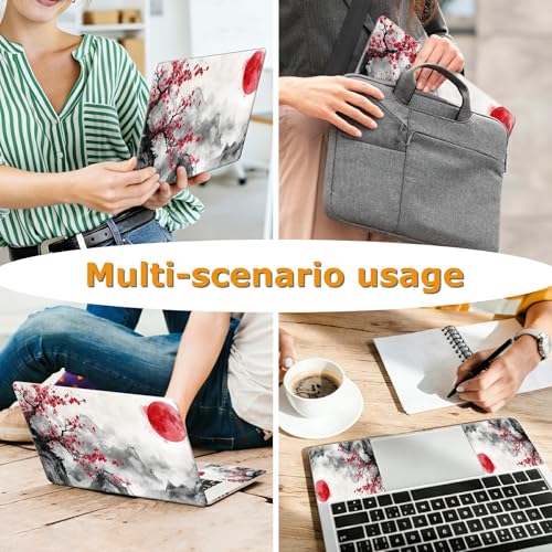 Universal Laptop Skin Sticker with 2 Wrist Pad Decals, 3-Piece Removable Vinyl Laptop Cover, Sun Mountain Water Scenery Waterproof Anti-Scratch, Easy-Trim Fit for 13.3" 14" 15.6" Laptops - color: Sun Mountain Water Scenery