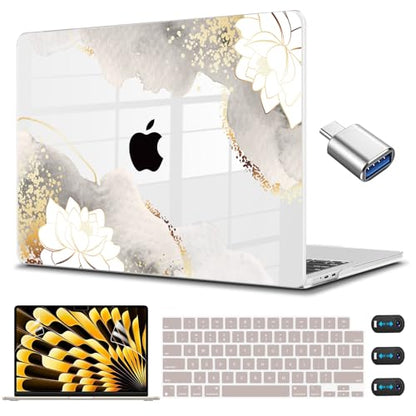 CISSOOK Compatible with MacBook Pro 14 inch Case 2026-2021 M5 M4 M3 M2 M1 | A3434 A3427 A3426 A3112 A3185 A3401 A2918 A2992 A2779 A2442, 5in1 Kit Hard Shell Case, Scratch Resistant, Lotus - color: 14inch-Charming Lotus