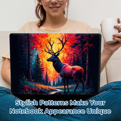 Reusable Universal Laptop Skin Sticker, Cut to Fit for 11.6–15.6 Inch Laptops, Waterproof Protective Film, No-Residue - Firelit Forest Deer - color: Firelit Forest Deer