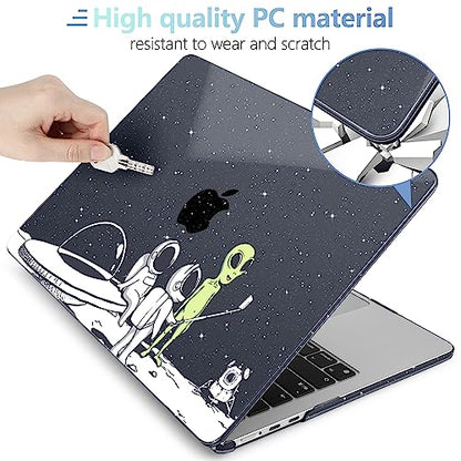 MEEgoodo Case for M5/M4/M3/M2 MacBook Air 15 inch Case 2026 2025 2024 2023, Laptop Shell Fit Model (A3448/A3241/A3114/A2941) for MacBook Air 15.3-inch, Astronauts & Alien - color: Astronauts & Alien