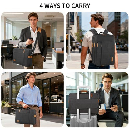 ESTARER Laptop Bag for Men 3 In 1, 17-17.3 Inch Computer Bag Laptop Backpack for Work/Travel/Business, Convertible Messenger Bag Water resistant Canvas Briefcase Backpack (Dark Grey) - color: Dark Gray