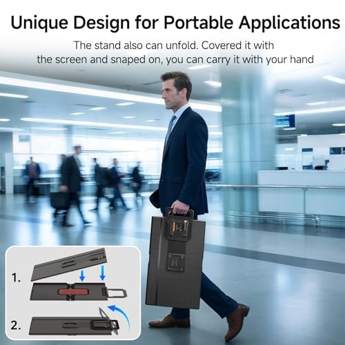 Large Portable Monitor 24 inch - 1080P FHD 100Hz Travel Monitor, 125% sRGB IPS Laptop Screen Extender, VESA Compatible, Height Adjustable Detachable Stand with USB-C HDMI for Work Gaming Office Home - size: 24 inch FHD