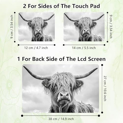 Laptop Skin Sticker Decal, Universal Reusable Vinyl Laptop Cover for 12" 13" 13.3" 14" 15" 15.4" 15.6" Notebook PC, Reusable Waterproof Scratch-Resistant with 2 Wrist Pads,Highland Art Cow - color: Highland Art Cow
