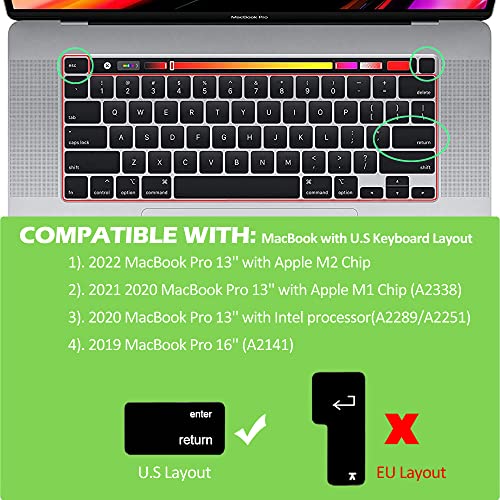 ProElife Keyboard Cover for MacBook Pro 13'' M2 M1 & 16'' A2141, Ombre Blue | U.S. Layout, Ultra-Thin (0.26 mm), Dust-Proof, Backlight Visible, Precision Molded, Soft-Touch Typing, Washable & Reusable