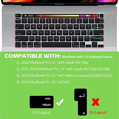 ProElife Keyboard Cover for MacBook Pro 13'' M2 M1 & 16'' A2141, Ombre Blue | U.S. Layout, Ultra-Thin (0.26 mm), Dust-Proof, Backlight Visible, Precision Molded, Soft-Touch Typing, Washable & Reusable