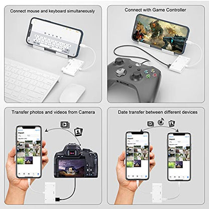 Lightning to HDMI Adapter with USB Camera and Charging Port, SD Card Reader for iPhone, 6 in 1 Camera Adapter to iPhone, Supports MIDI Keyboard, Mouse, HD TV/Projector/Monitor, Plug & Play