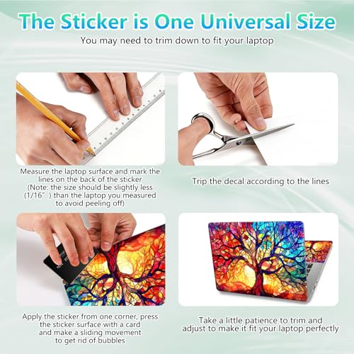 Laptop Skin Sticker Decal 12"-15.6" Universal Laptop/Notebook/Netbook Vinyl - Waterproof Scratch Resistant,Fits HP Dell Lenovo MacBook,2 Free Wrist Pads,Easy Apply & Remove,Colorful Tree Cute - color: Colorful Tree Cute