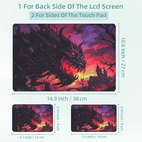 Universal Laptop Skin Decal, 3-Piece Vinyl Protector for 12 13 14 15.6" Notebook, Waterproof Anti-Scratch, Easy Trim & Bubble-Free Finish, Giant Monster - color: Giant Monster