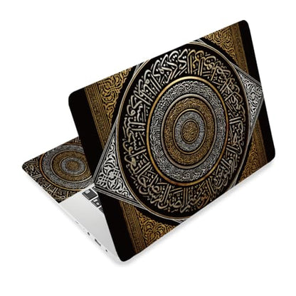 3Pcs Mandala Laptop Skin Sticker Rrtro Words Universal Removable Vinyl Stickers Fits for 12.1 13 14 15.6 16 Inch Waterproof Notebook Decal Cover Gift - color: black and bronze