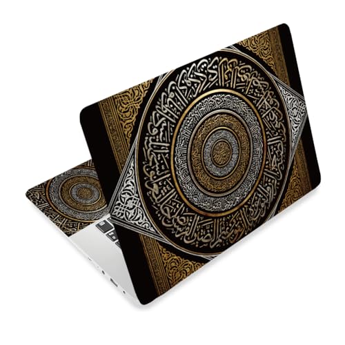 3Pcs Mandala Laptop Skin Sticker Rrtro Words Universal Removable Vinyl Stickers Fits for 12.1 13 14 15.6 16 Inch Waterproof Notebook Decal Cover Gift - color: black and bronze