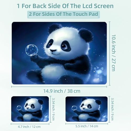 Universal Laptop Skin Decal, 3-Piece Vinyl Protector for 12 13 14 15.6" Notebook, Waterproof Anti-Scratch, Easy Trim & Bubble-Free Finish, Cute Panda - color: Cute Panda