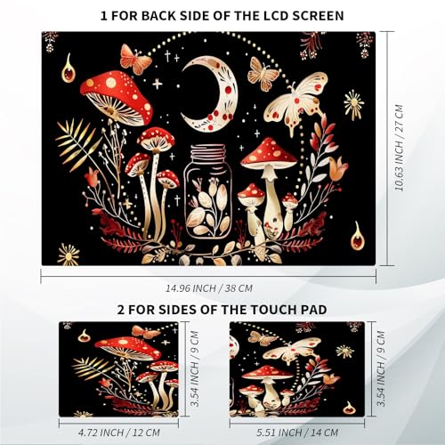 Universal Laptop Skin, DIY Cut-to-Fit Vinyl Cover Compatible with HP, Dell, Lenovo, Mac (13.3" to 15.6"), Anti-Scratch, No Residue & Bubble-Free Protective Decal Sticker, Boho Moon Mushroom - color: Boho Moon Mushroom