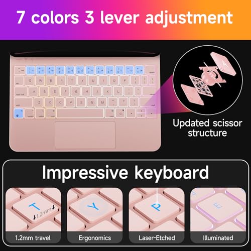 HOU Keyboard Case for iPad Air 11 inch 2026 M4/2025 M3/2024 M2 & iPad Pro 11" (4th/3rd/2nd/1st) Generation,iPad Air 5th&4th gen Case with Keyboard,Magic-Stand, Multi-Touch Trackpad,Backlight,Pink - color: pink, size: iPad Pro 11″ & iPad Air 11″/5th/4th