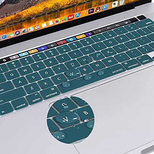 MOSISO Keyboard Cover Compatible with MacBook Pro 13 inch M2 2023, 2022, 2021 2020 M1 A2338 A2289 A2251&Compatible with MacBook Pro 16 2020 2019 A2141 Touch ID,Protective Silicone Skin, Deep Teal - color: Deep Teal