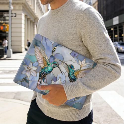 for MacBook Air 13 Inch Release 2018/2020 Model A1932 A2179 A2337 Black Computer Case,Novelty Premium Pattern Hardshell Laptop Case Gilded Wings Stained Glass Hummingbirds Lilies - color: Gilded Wings Stained Glass Hummingbirds Lilies, size: A1932/A2179/A