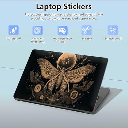 Universal Laptop Skin Sticker with 2 Wrist Pad Skins, Waterproof Scratch Resistant Vinyl Laptop Cover Decal, Cut to Fit for 11–15.6 Inch MacBook HP Dell Lenovo, Goth Moth - color: Goth Moth